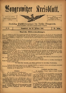 Wongrowitzer Kreisblatt: Amtliches Publikationsorgan des Kreises Wongrowitz 1904.02.27 Jg.53 Nr9