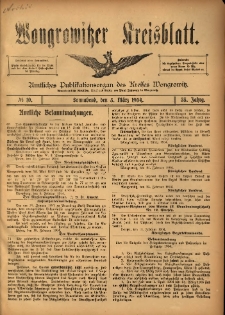 Wongrowitzer Kreisblatt: Amtliches Publikationsorgan des Kreises Wongrowitz 1904.03.05 Jg.53 Nr10