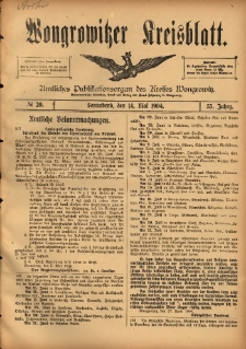 Wongrowitzer Kreisblatt: Amtliches Publikationsorgan des Kreises Wongrowitz 1904.05.14 Jg.53 Nr20
