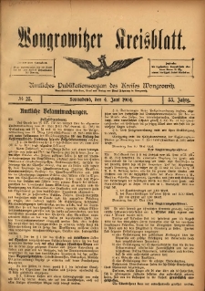 Wongrowitzer Kreisblatt: Amtliches Publikationsorgan des Kreises Wongrowitz 1904.06.04 Jg.53 Nr23
