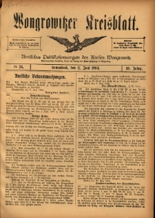 Wongrowitzer Kreisblatt: Amtliches Publikationsorgan des Kreises Wongrowitz 1904.06.11 Jg.53 Nr24
