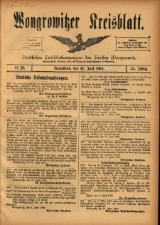 Wongrowitzer Kreisblatt: Amtliches Publikationsorgan des Kreises Wongrowitz 1904.06.18 Jg.53 Nr25