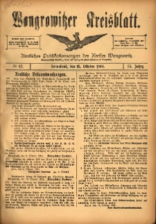 Wongrowitzer Kreisblatt: Amtliches Publikationsorgan des Kreises Wongrowitz 1904.10.15 Jg.53 Nr42