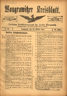 Wongrowitzer Kreisblatt: Amtliches Publikationsorgan des Kreises Wongrowitz 1904.10.29 Jg.53 Nr44