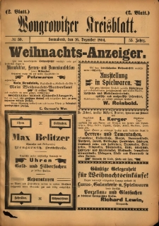 Wongrowitzer Kreisblatt: Amtliches Publikationsorgan des Kreises Wongrowitz 1904.12.10 Jg.53 Nr50 2 Blatt