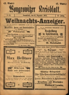 Wongrowitzer Kreisblatt: Amtliches Publikationsorgan des Kreises Wongrowitz 1904.12.17 Jg.53 Nr 51 2. Blatt