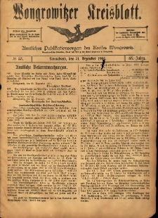 Wongrowitzer Kreisblatt: Amtliches Publikationsorgan des Kreises Wongrowitz 1904.12.31 Jg.53 Nr53