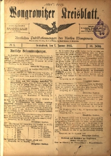 Wongrowitzer Kreisblatt: Amtliches Publikationsorgan des Kreises Wongrowitz 1905.01.07 Jg.54 Nr1