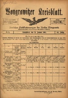 Wongrowitzer Kreisblatt: Amtliches Publikationsorgan des Kreises Wongrowitz 1905.01.21 Jg.54 Nr3