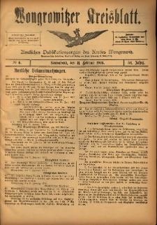 Wongrowitzer Kreisblatt: Amtliches Publikationsorgan des Kreises Wongrowitz 1905.02.11 Jg.54 Nr6