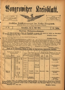 Wongrowitzer Kreisblatt: Amtliches Publikationsorgan des Kreises Wongrowitz 1905.05.06 Jg.54 Nr18