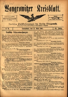 Wongrowitzer Kreisblatt: Amtliches Publikationsorgan des Kreises Wongrowitz 1905.05.27 Jg.54 Nr21