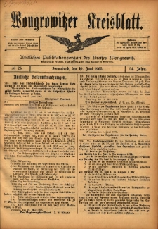 Wongrowitzer Kreisblatt: Amtliches Publikationsorgan des Kreises Wongrowitz 1905.06.10 Jg.54 Nr23