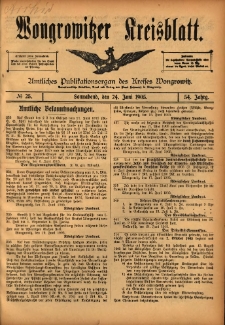 Wongrowitzer Kreisblatt: Amtliches Publikationsorgan des Kreises Wongrowitz 1905.06.24 Jg.54 Nr25