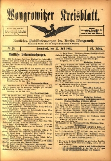 Wongrowitzer Kreisblatt: Amtliches Publikationsorgan des Kreises Wongrowitz 1905.07.22 Jg.54 Nr29