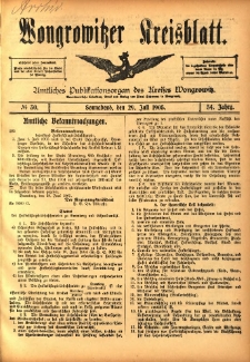 Wongrowitzer Kreisblatt: Amtliches Publikationsorgan des Kreises Wongrowitz 1905.07.29 Jg.54 Nr30
