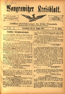 Wongrowitzer Kreisblatt: Amtliches Publikationsorgan des Kreises Wongrowitz 1905.08.12 Jg.54 Nr32