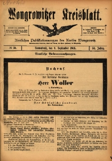 Wongrowitzer Kreisblatt: Amtliches Publikationsorgan des Kreises Wongrowitz 1905.09.09 Jg.54 Nr36
