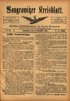 Wongrowitzer Kreisblatt: Amtliches Publikationsorgan des Kreises Wongrowitz 1905.11.04 Jg.54 Nr44