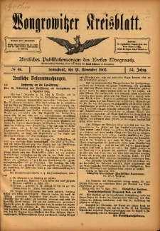 Wongrowitzer Kreisblatt: Amtliches Publikationsorgan des Kreises Wongrowitz 1905.11.18 Jg.54 Nr46