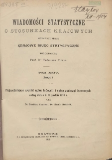 Najważniejsze wyniki spisu ludności i spisu zwierząt domowych według stanu z d. 31 grudnia 1910 r.: podali Dr. Stanisław Kasznica i Dr. Marcin Nadobnik