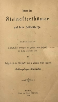 Ueber die Steinalterth&uuml;mer auf dem Zobtenberge