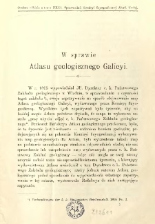 W sprawie Atlasu geologicznego Galicyi