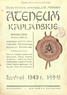 Ateneum Kapłańskie. 1949 R.41 T.50 z.5