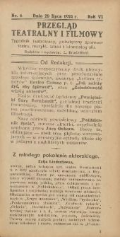 Przegląd Teatralny i Filmowy: tygodnik ilustrowany poświęcony sprawom teatru, muzyki, sztuki i kinematografu 1924.07.20 R.6 Nr6