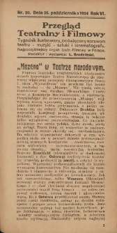 Przegląd Teatralny i Filmowy: tygodnik ilustrowany poświęcony sprawom teatru, muzyki, sztuki i kinematografu 1924.10.26 R.6 Nr20