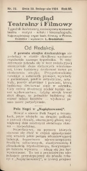 Przegląd Teatralny i Filmowy: tygodnik ilustrowany poświęcony sprawom teatru, muzyki, sztuki i kinematografu 1924.11.23 R.6 Nr22