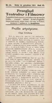 Przegląd Teatralny i Filmowy: tygodnik ilustrowany poświęcony sprawom teatru, muzyki, sztuki i kinematografu 1924.12.14 R.6 Nr24