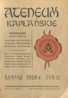 Ateneum Kapłańskie. 1950 R.42 T.52 z.3
