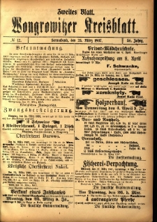 Zweites Blatt. Wongrowitzer Kreisblatt. 1907.03.23 Jg 56 Nr12