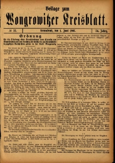 Beilage zum Wongrowitzer Kreisblatt 1907.06.01 Jg.56 Nr22
