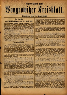 Extra-Blatt zum Wongrowitzer Kreisblatt 1907.06.11