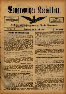 Wongrowitzer Kreisblatt: Amtliches Publikationsorgan des Kreises Wongrowitz 1907.07.13 Jg.56 Nr28