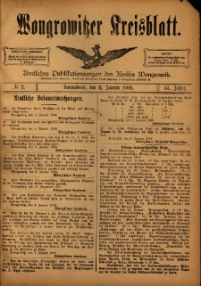Wongrowitzer Kreisblatt: Amtliches Publikationsorgan des Kreises Wongrowitz 1908.01.11 Jg.57 Nr2
