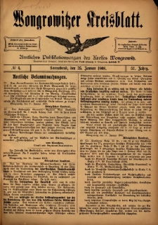 Wongrowitzer Kreisblatt: Amtliches Publikationsorgan des Kreises Wongrowitz 1908.01.25 Jg.57 Nr4