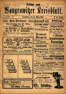 Beilage zum Wongrowitzer Kreisblatt 1908.03.21 Jg.57 Nr12