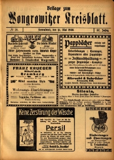 Beilage zum Wongrowitzer Kreisblatt 1908.05.16 Jg.57 Nr20