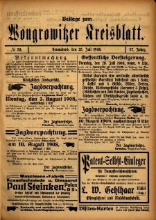 Beilage zum Wongrowitzer Kreisblatt 1908.07.25 Jg.57 Nr30