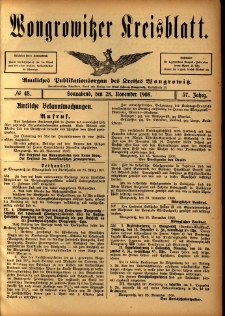 Wongrowitzer Kreisblatt: Amtliches Publikationsorgan des Kreises Wongrowitz 1908.11.28 Jg.57 Nr48