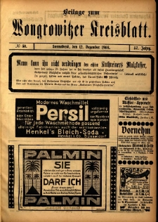 Beilage zum Wongrowitzer Kreisblatt. 1908.12.12 Jg.57 Nr50