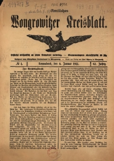 Amtliches Wongrowitzer Kreisblatt.1912.01.06 Jg.62 Nr1