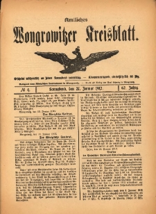Amtliches Wongrowitzer Kreisblatt. 1912.01.27 Jg.62 Nr4