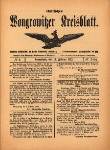 Amtliches Wongrowitzer Kreisblatt. 1912.02.10 Jg.62 Nr6