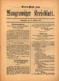 Extra-Blatt zum Wongrowitzer Kreisblatt 1912.02.29