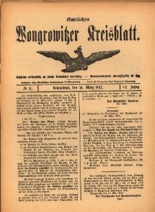 Amtliches Wongrowitzer Kreisblatt. 1912.03.16 Jg.62 Nr11