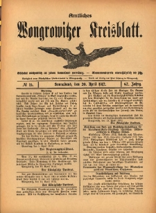 Amtliches Wongrowitzer Kreisblatt. 1912.04.20 Jg.62 Nr16